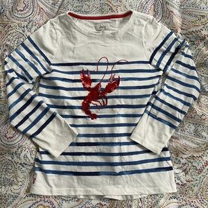 EUC Joules blue & white striped lobster top